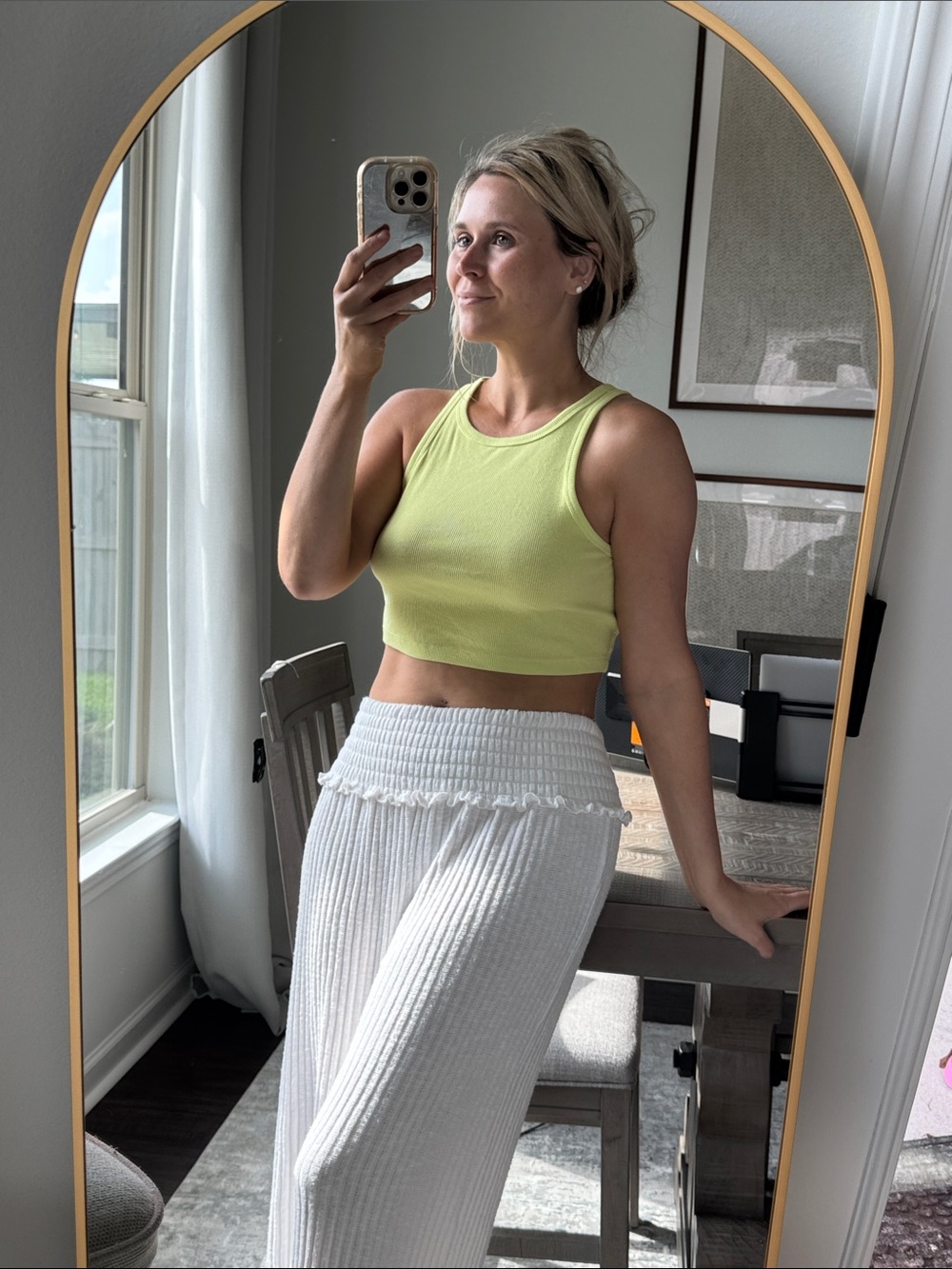 Lemon Lime Ribbed Racerback Crop Tank Top - Picture 5 of 7